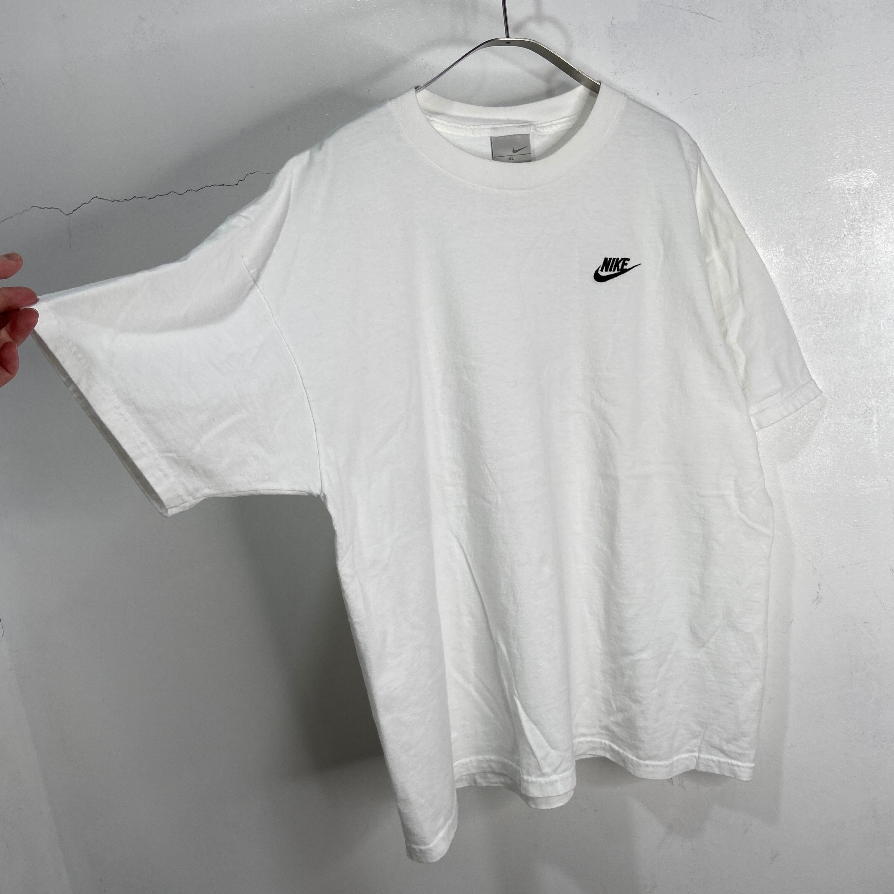00s NIKE ナイキ スウォッシュロゴTシャツ ワンポイント刺繍 白 XL 