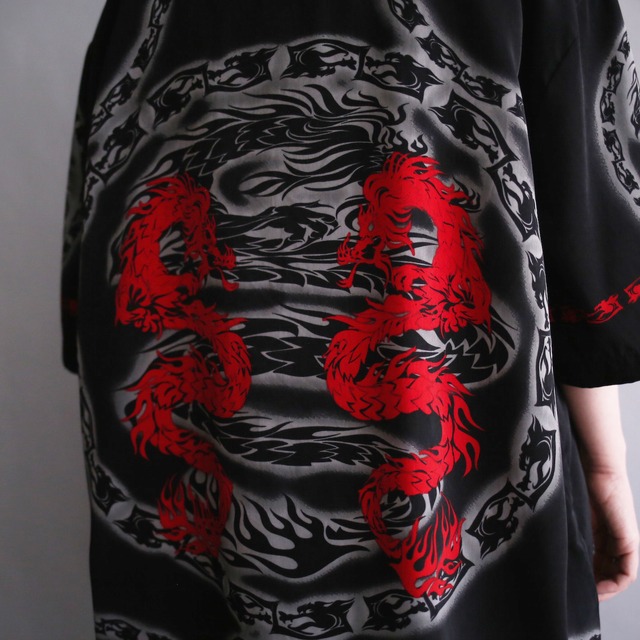 "龍×鎖" symmetry design full graphic loose h/s shirt