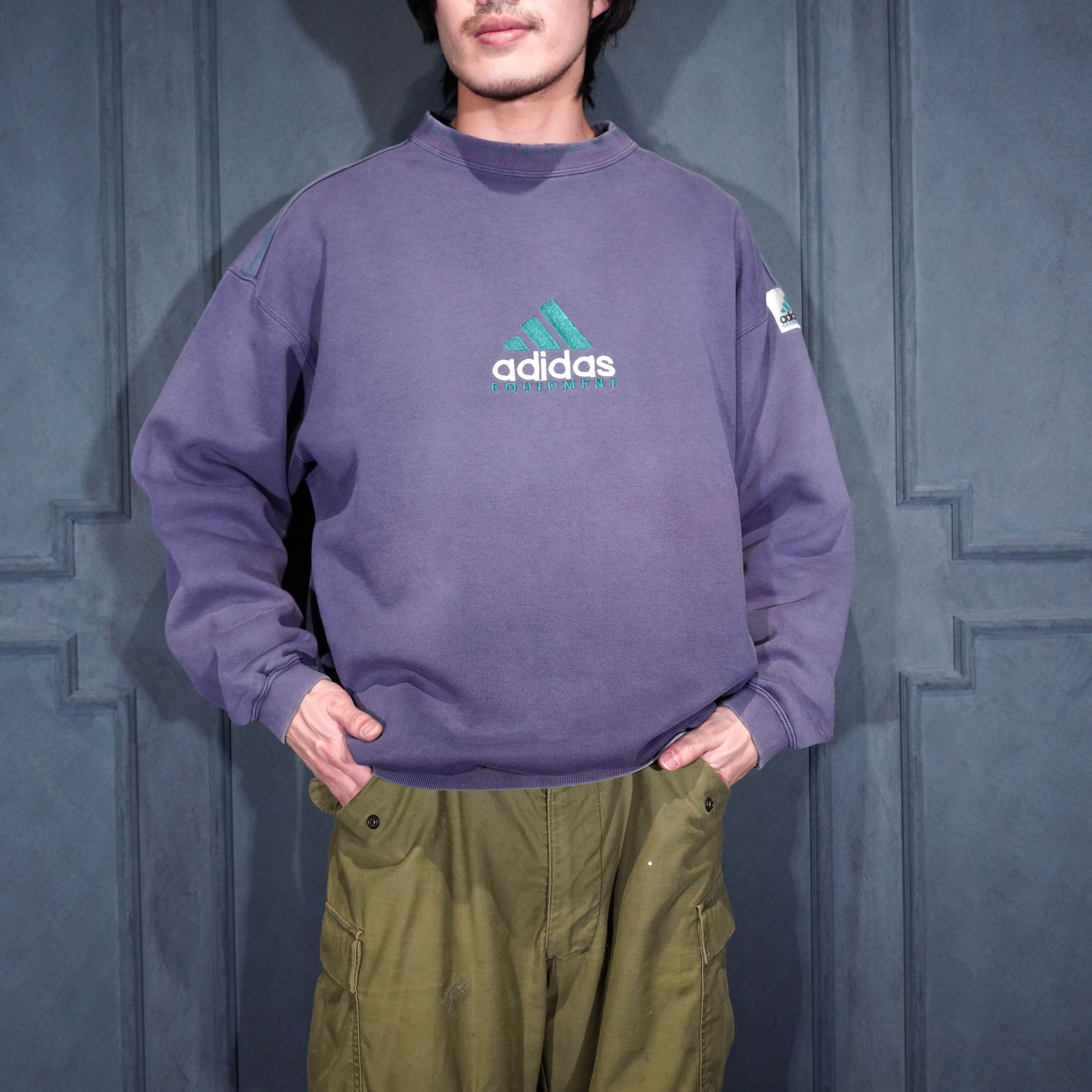 90's USA VINTAGE adidas LOGO EMBROIDERY FADED DESIGN SWEAT