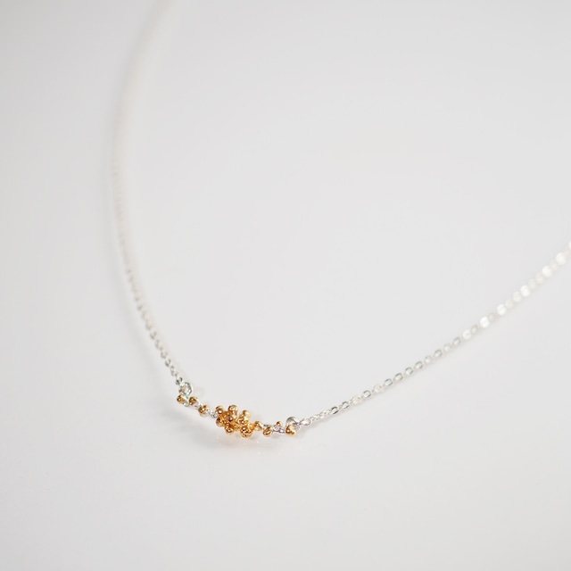 ミモザのネックレス(silver×gold)