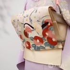 正絹　白地に鴛鴦の綴れなごや