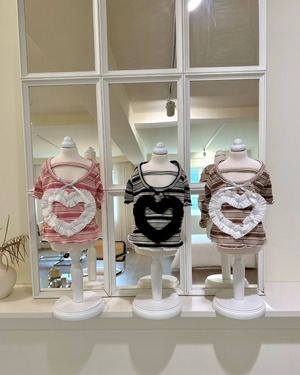 予約【songpyeon】Dear Heart Stripe T-Shirt (3color)