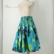 フラダンス 衣装 ALOHA STANDARDS アロハスタンダード パウスカート ブルー系 ブルーグリーン 青緑 ティアレ柄 ラウアエ柄 タロリーフ柄 花柄 植物柄 ハワイアンプリント ハワイアン アロハ フラ ダンス レッスン 練習 ハワイアンダンス シングル スカート フレア グリーン系 ブラック系 イエロー系 華やか かわいい おしゃれ さわやか