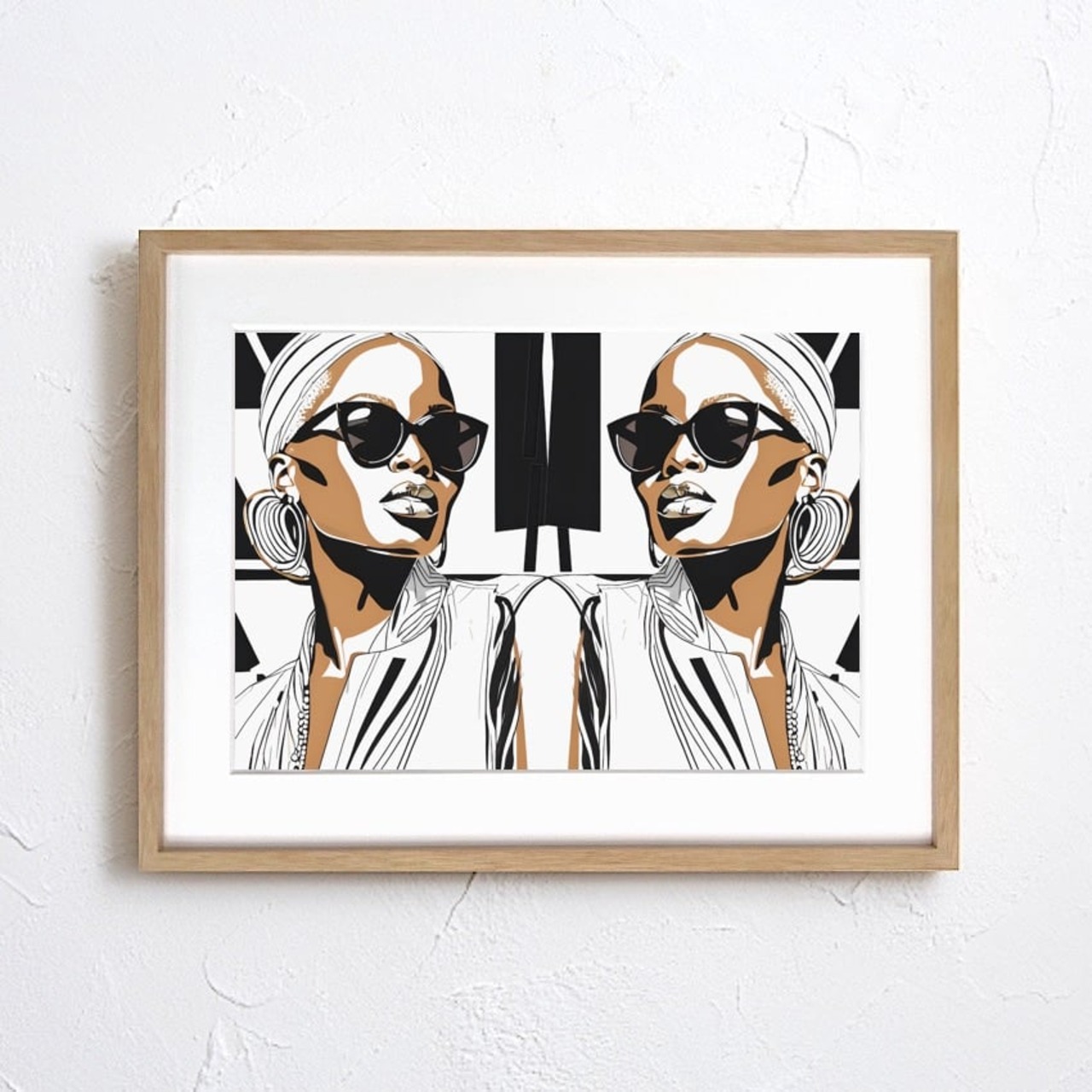 Mirror Muse｜モノクロとブラウンが織りなす静かな美のアートポスター｜自分を映すように空間を整えるモードインテリアA4ポスター