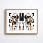 Mirror Muse｜モノクロとブラウンが織りなす静かな美のアートポスター｜自分を映すように空間を整えるモードインテリアA4ポスター