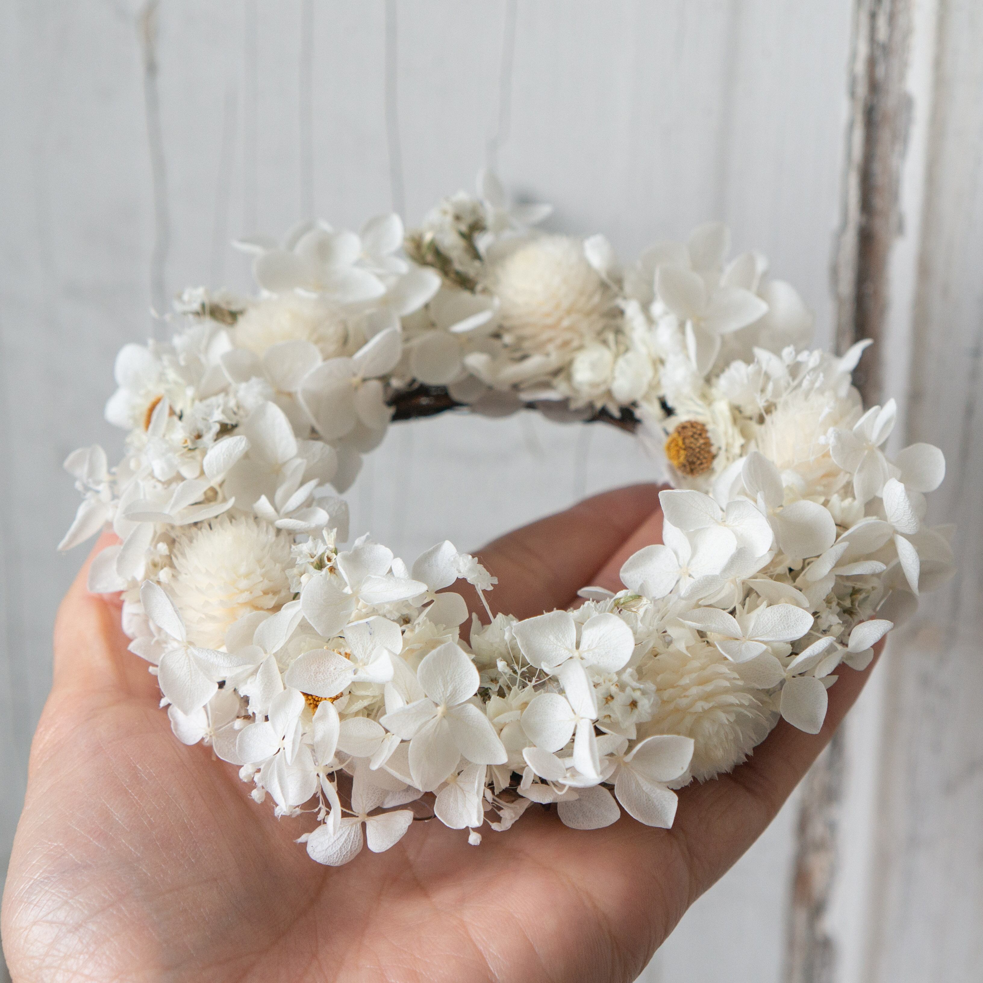 紫陽花と小花のミニリース〜アンティークレース | tocolier 