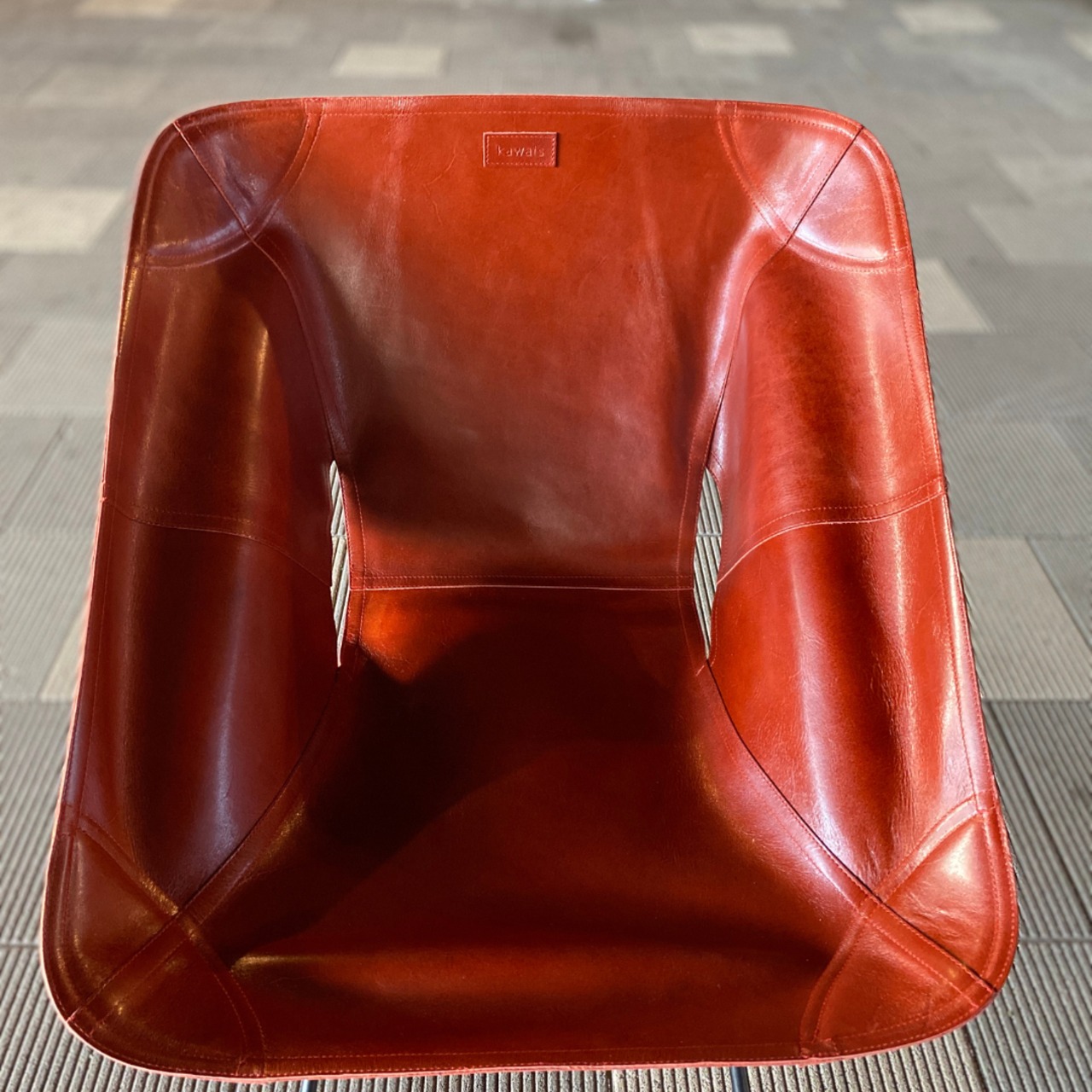 【kawais】 leather chair seat<Souther>_Red brown
