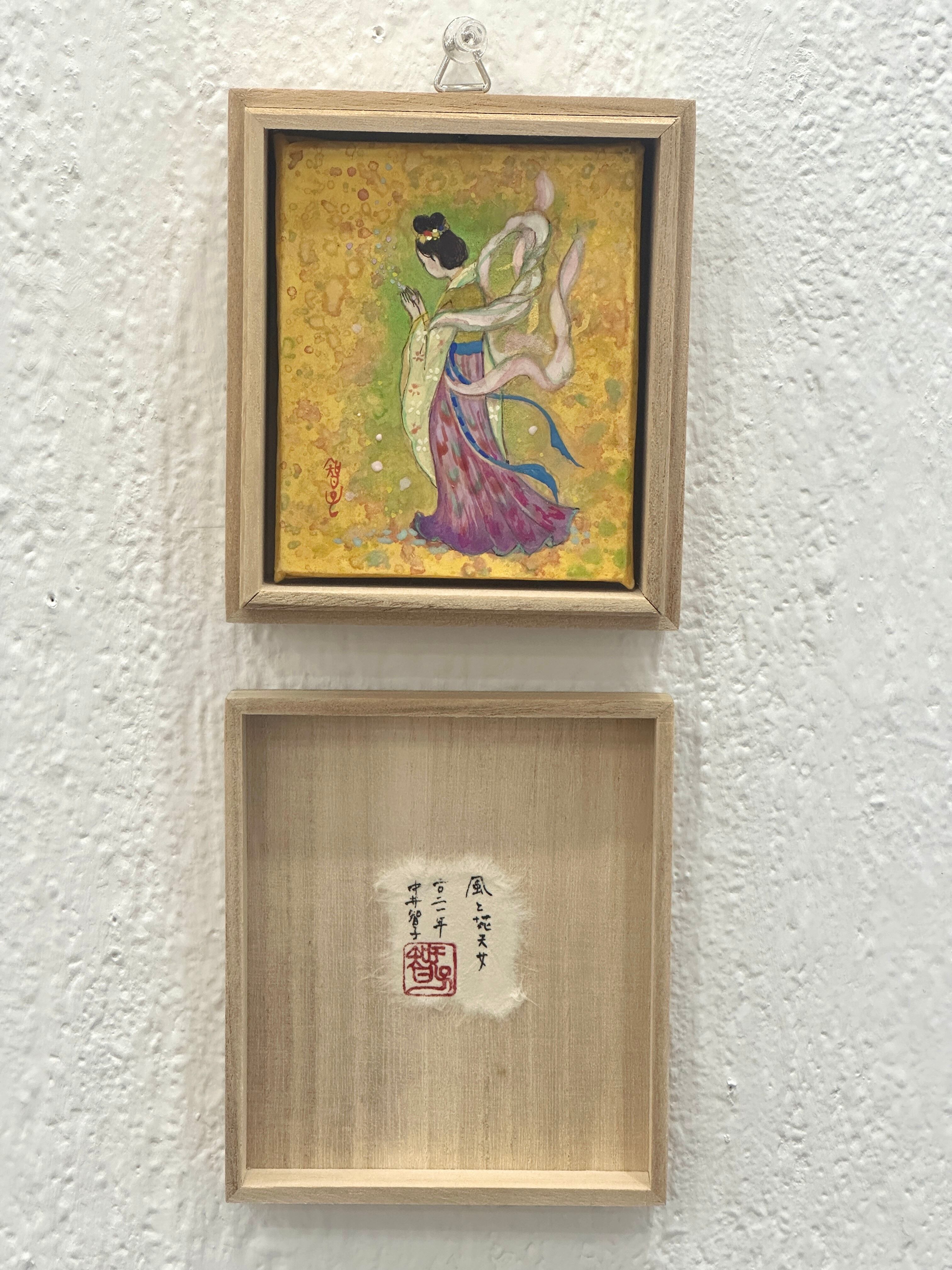 花乙女コレクション【中井智子　鏡の向こう】購入金額より60％お値引き！！ 中井智子 日本画「竪琴人魚」— 小さな音を奏でる海の精｜桐箱入り作品