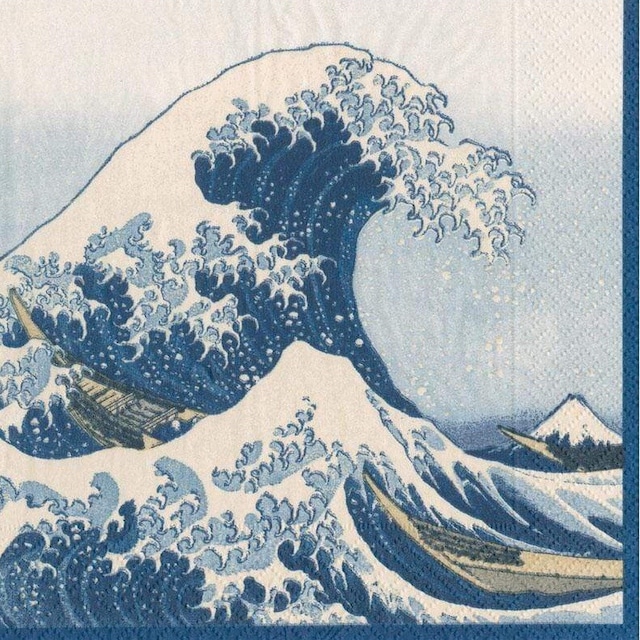 【Caspari】バラ売り1枚 ランチサイズ ペーパーナプキン THE GREAT WAVE ブルー