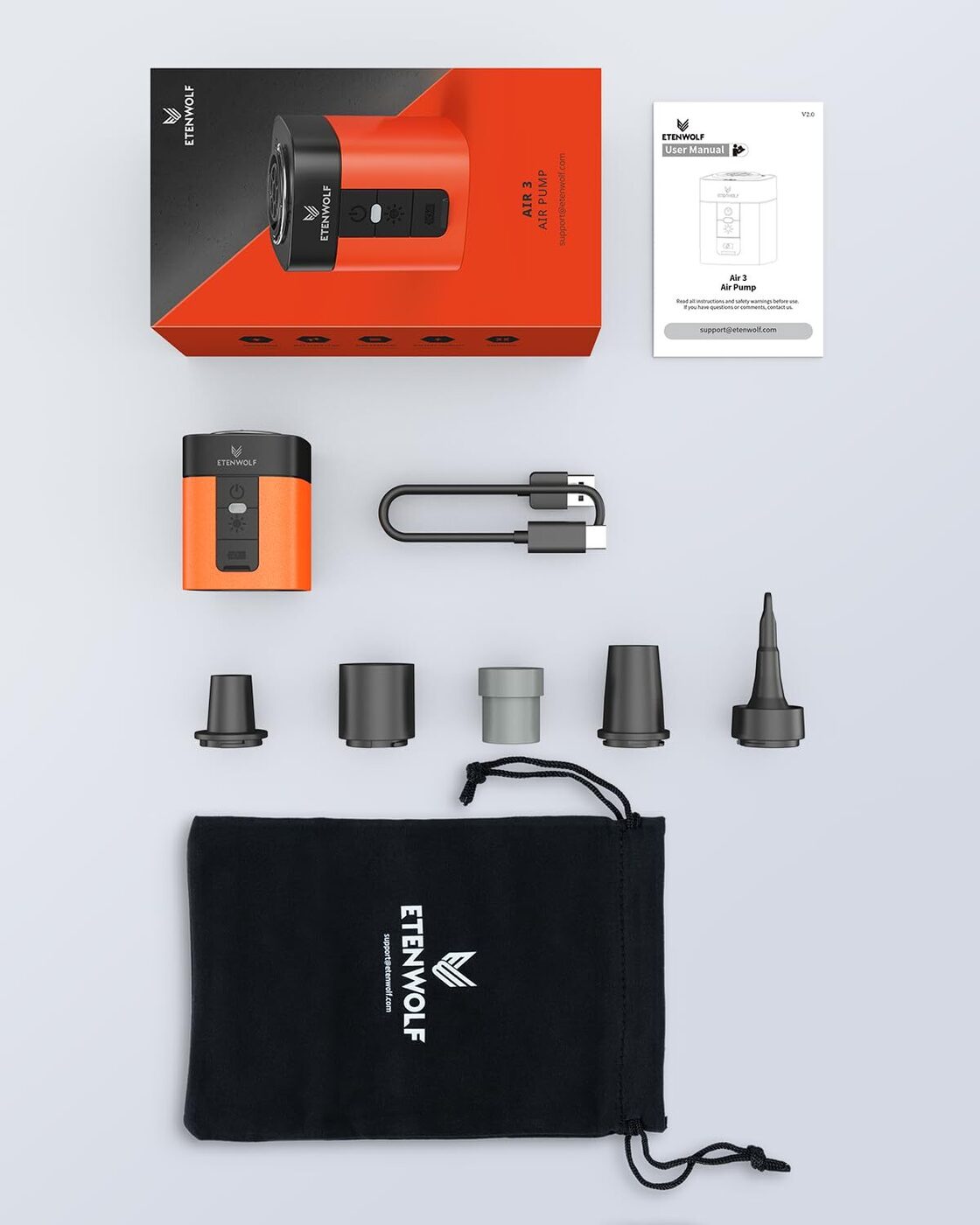 ETENWOLF AIR 3 携帯式エアーポンプ 強力な360L/分電動空気入れ 