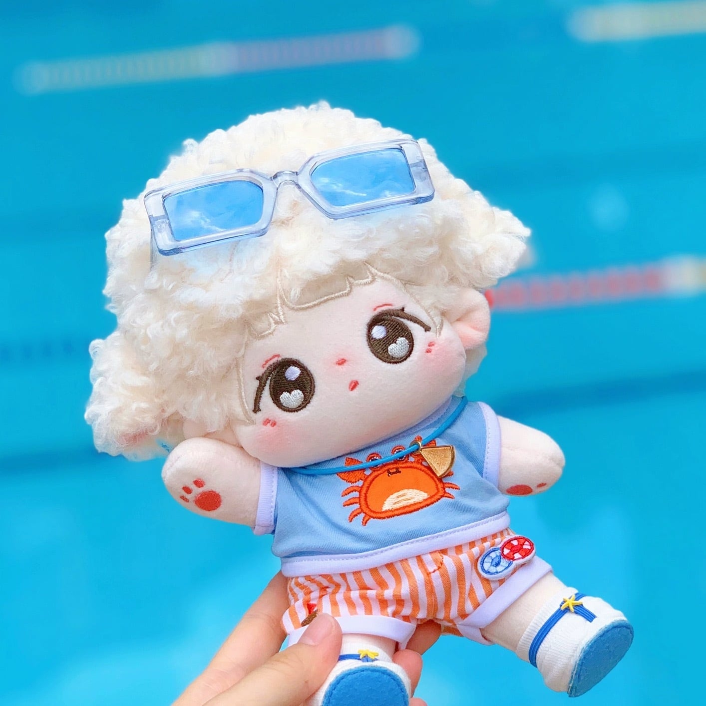 20cmぬい服】カニカニサーフィンコーデ 20cm着せ替えぬいぐるみ用 お