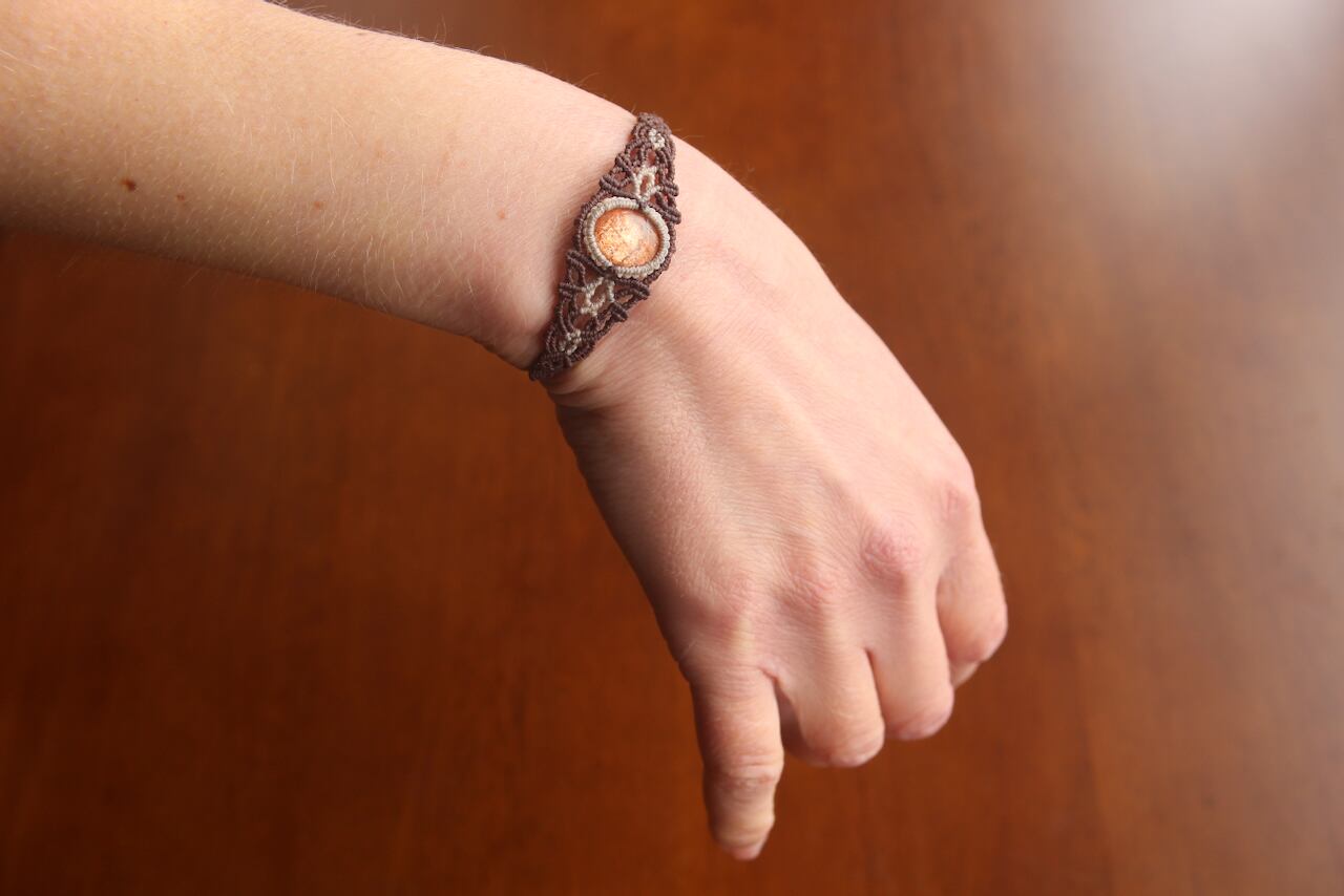 Sunstone micro macrame bracelet