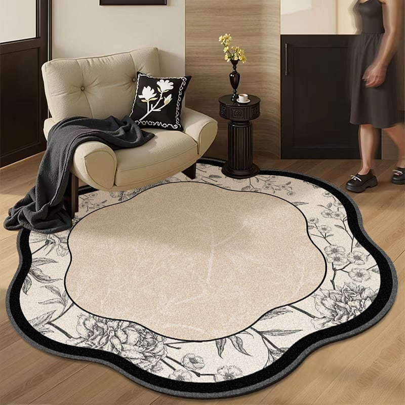 ラグ 花柄 モノトーン調 おしゃれ かわいい インテリア 北欧 ナチュラル モダン ふわふわ カーペット マット 80cm x 80cm 160cm x 160cm 絨毯 じゅうたん フラワー