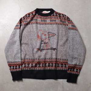 1970s  Snoopy  Jacquard Sweater  M   R26