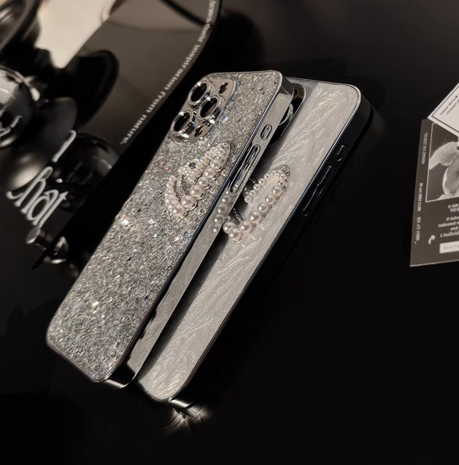 スマートフォン・携帯電話 Swarovski グリッター iPhoneケース14専用