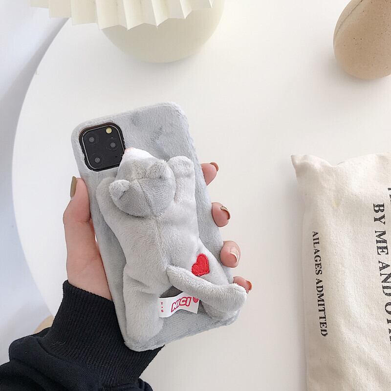 iPhoneケース 全機種対応 ぬいぐるみ風 ネコ ゾウ ハスキー ブタ