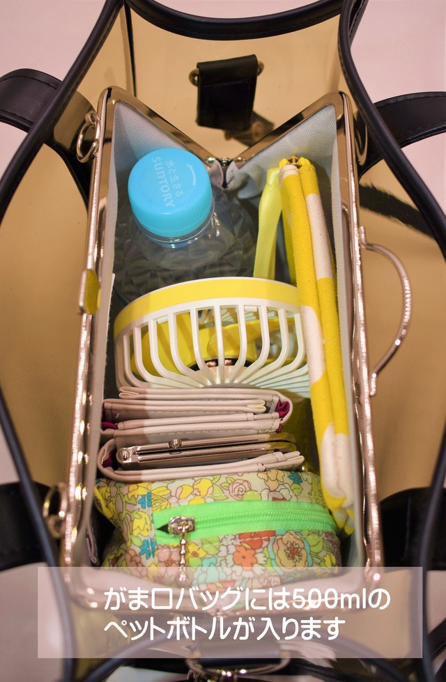 [JERI MARL] 透明 クリア トートバッグ がま口 ショルダー (ベージュ) 夏バッグ 3way 工房 手作り 日本製 エコパッケージ MX-0022-191