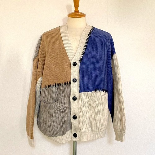 Panel Changing Hand Knit Cardigan　Ivory