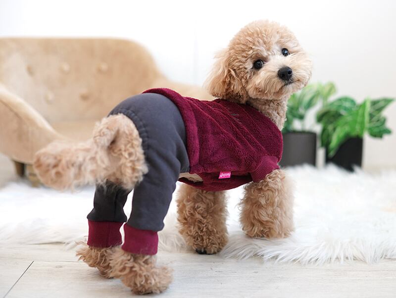 【SALE】 cozy all in one S ~ XL 2color  /  犬服 冬 オールインワン もこもこ ドッグウェア ロンパース 犬の服 シンプル ボア 暖かい