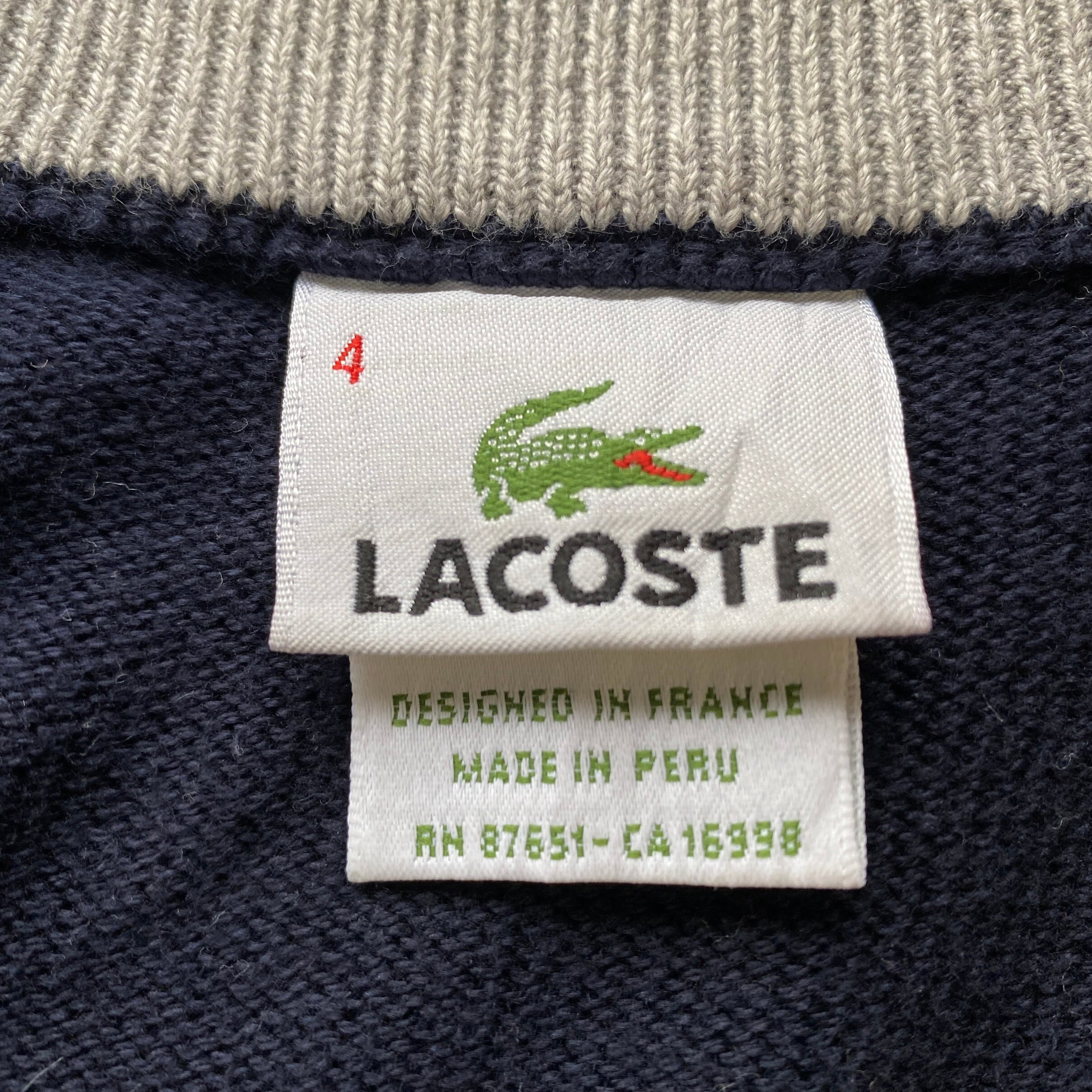 LACOSTE ラコステ ハーフジップ コットンニット セーター ４メンズL