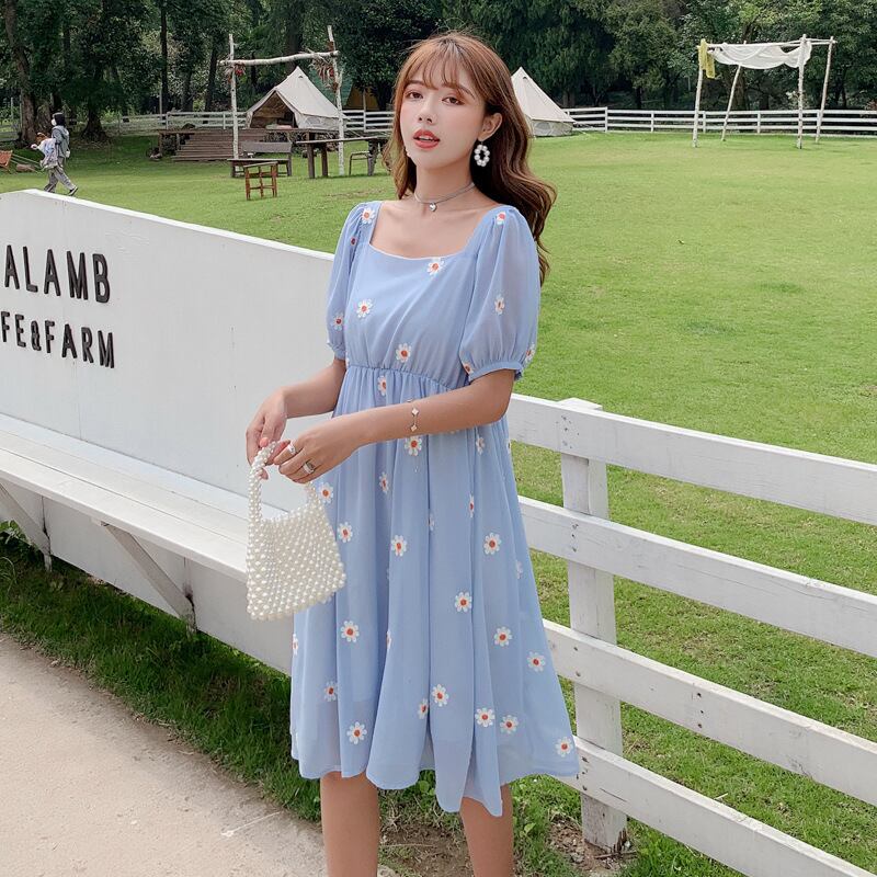 【新作】【送料無料】 マタニティドレス2020夏の新しいシフォン刺繡小さなデイジードレス小さな新鮮なミドル丈のマタニティドレス-アリババ 刺繍 サマー 夏物 expec267701692177