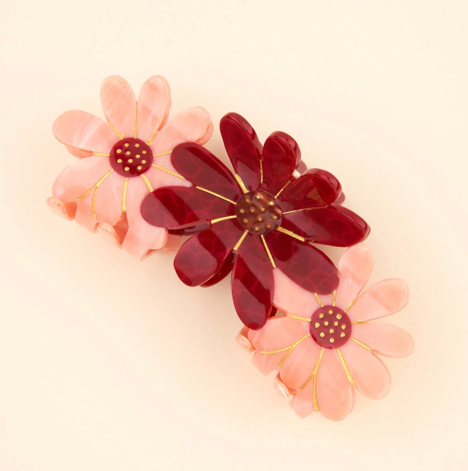 【Coucou Suzette Once upon a time collection-Pink flowers trio hair claw-】