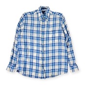リネン100% GANT ガント DRESS FIT チェック BD ボタンダウン 長袖シャツ L/ブルー系 メンズ /VAN JAC
