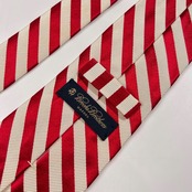 Brooks Brothers ブルックスブラザーズ レジメンタル ネクタイ /レッド×ホワイト/アメリカ製/米国製/シルク×コットン