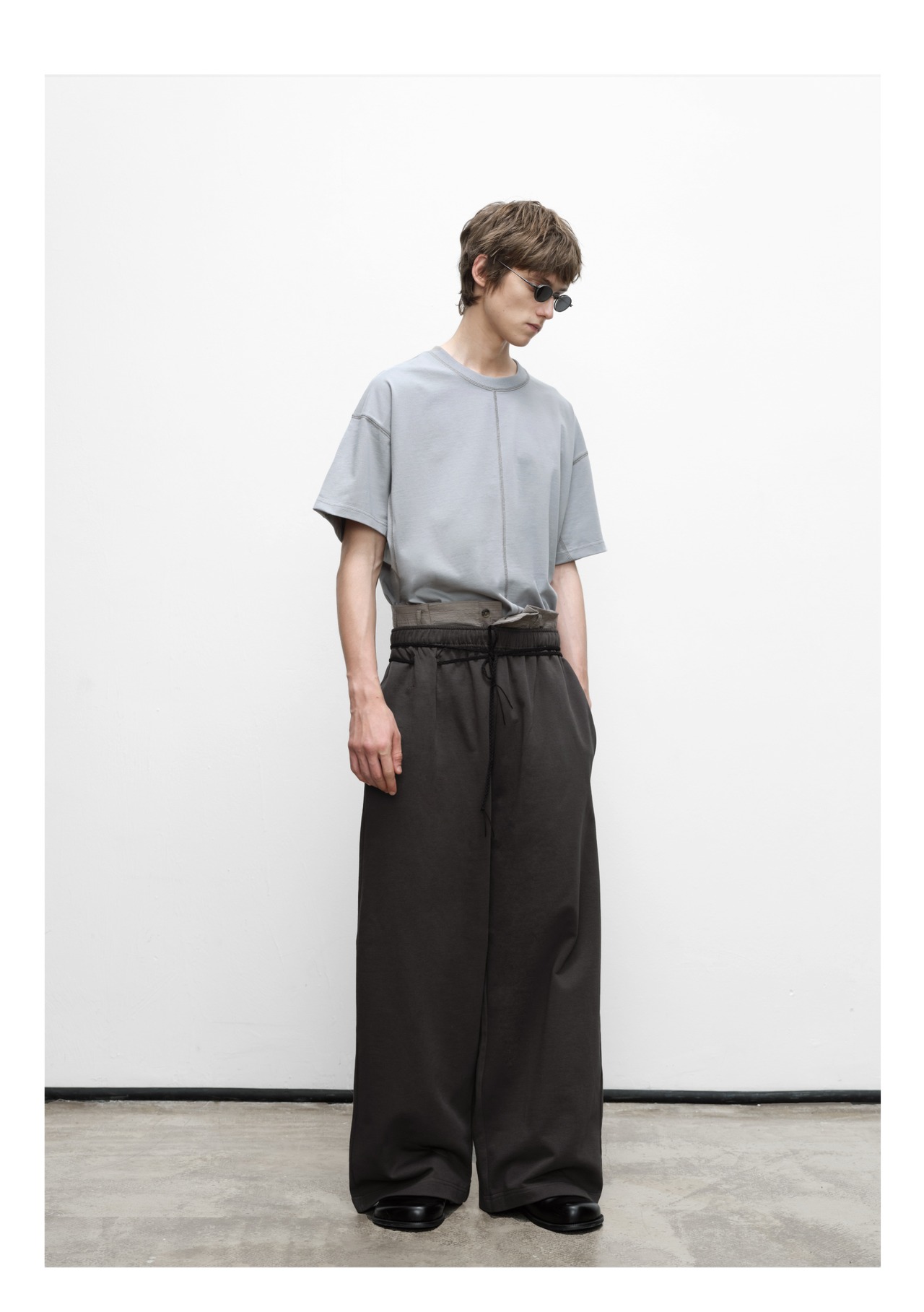 DECESOLO 25AW  ウエストバンド ワイドレッグスウェットパンツ