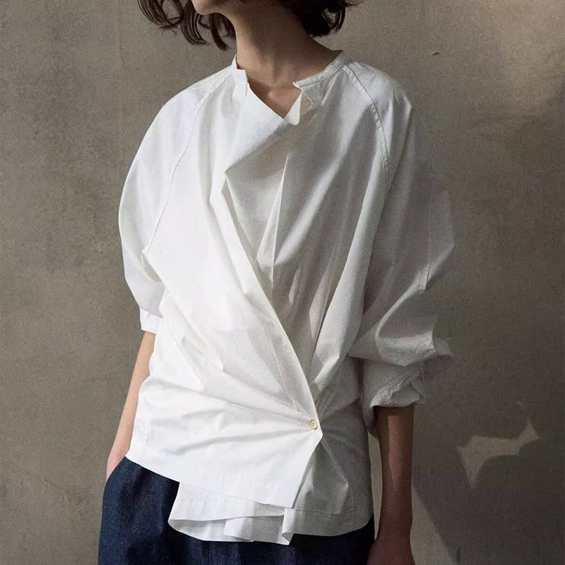 high-end design pleated shirt W00294
