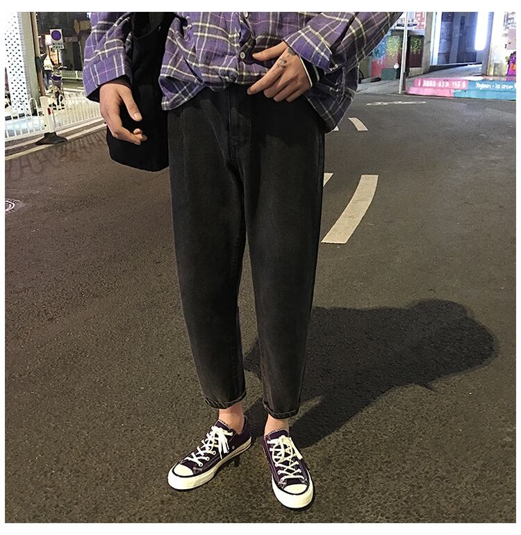 全2色 デニム パンツ ストレート カジュアル シンプル 無地