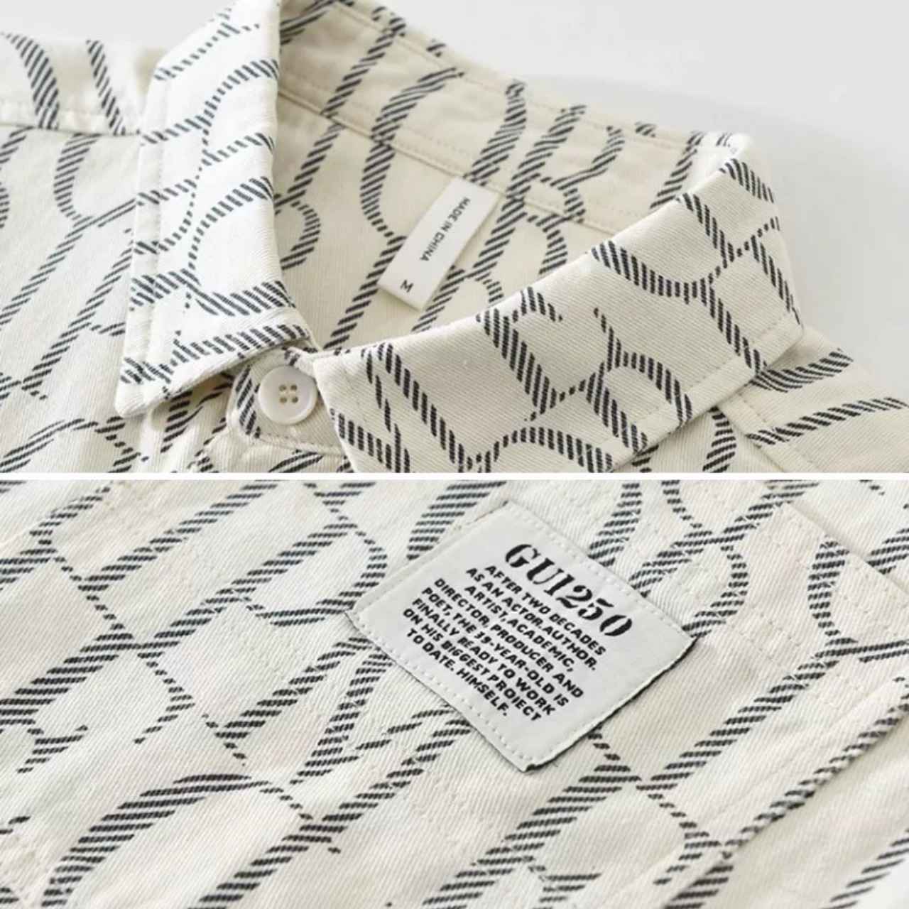 【M-3XL】Alphabet Print Long Sleeve Shirt / アルファベット プリント 長袖 シャツ