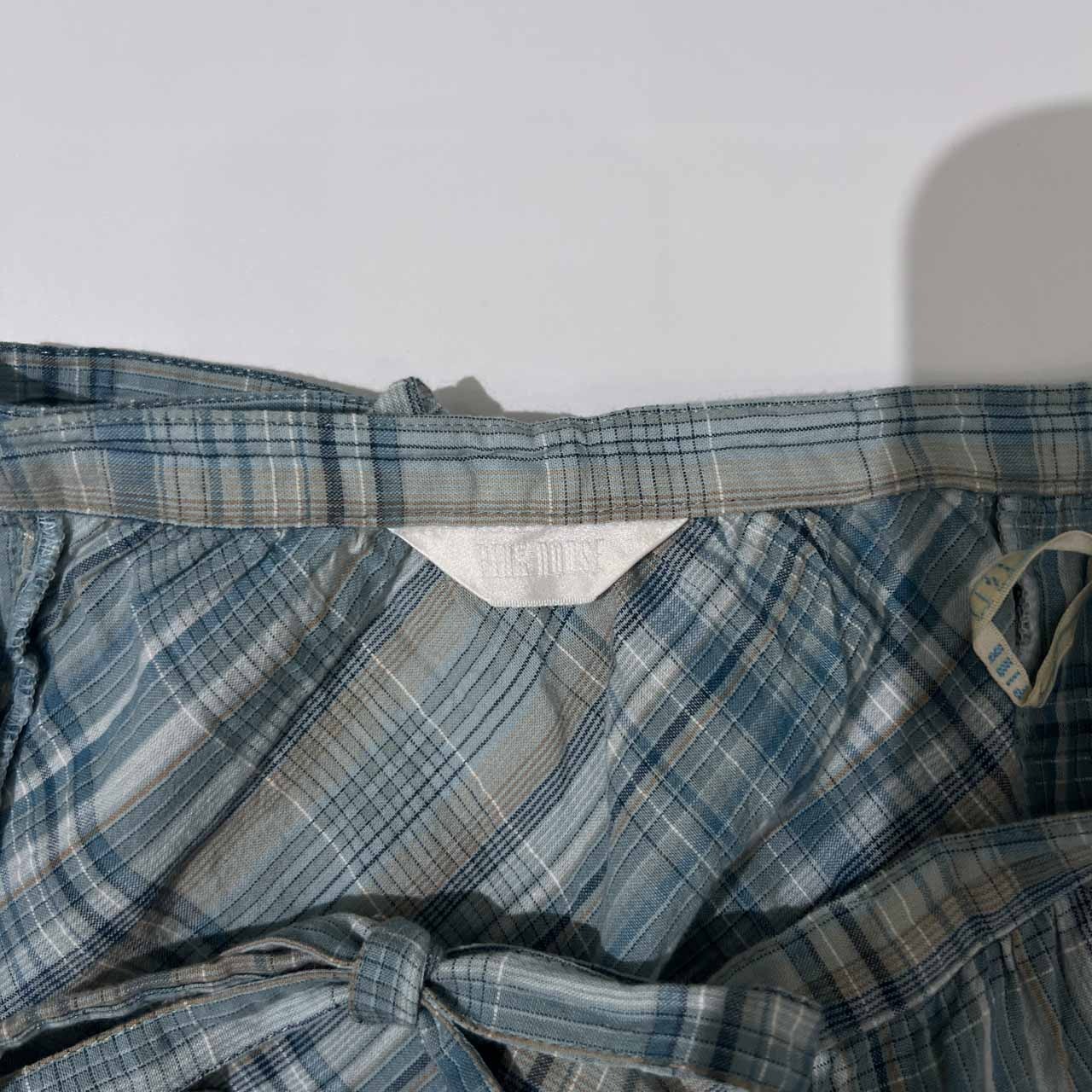 PINK HOUSE ピンクハウス 前ボタン チェック柄 ロング ティアードスカート /水色/レトロ/日本製