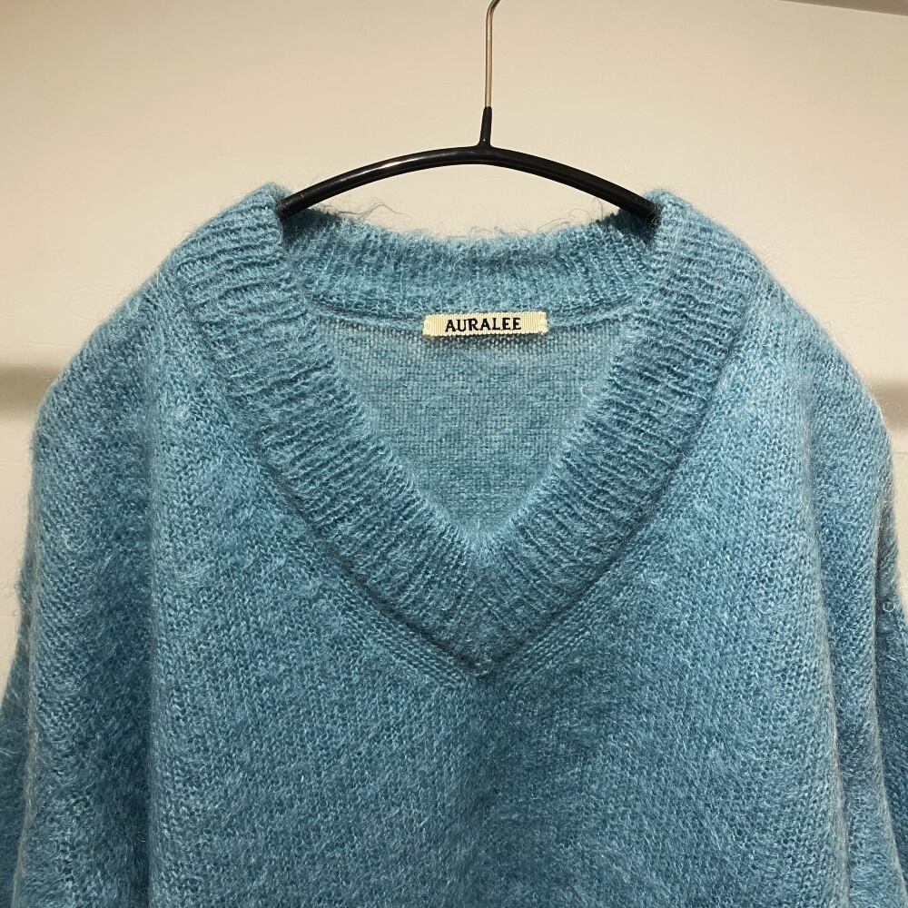 AURALEE オーラリー BRUSHED SUPER KID MOHAIR KNIT V-NECK モヘヤ  