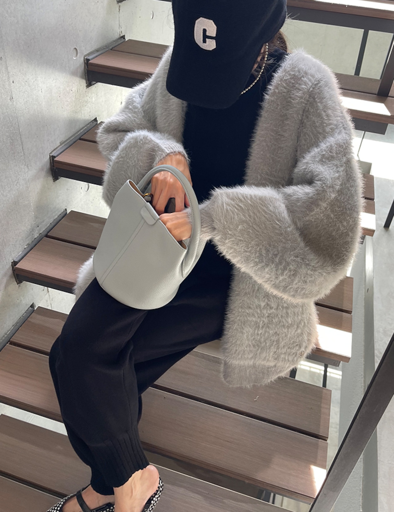 【25aw】Viscose Over-fit Cardigan_Light-Gray