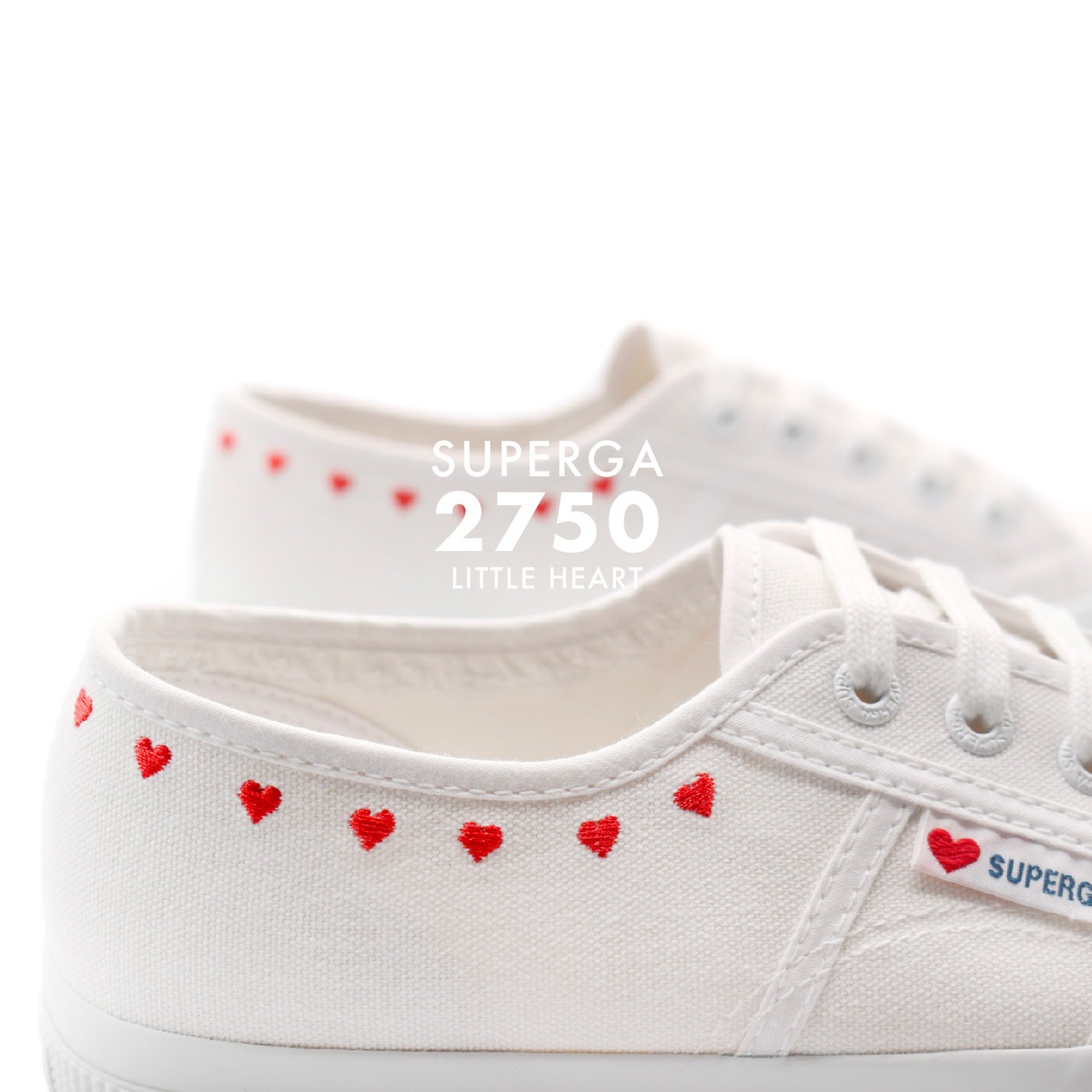 SUPERGA 2750 LITTLE HEART EMB 3S7126SW WHT-RED