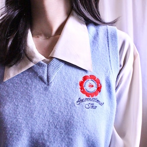 パステルブルー ニットベスト【664】