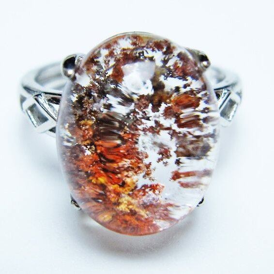 ガーデンクォーツ 指輪 ガーデン水晶 リング フリーサイズ 15号 一点物 メール便可 [M便 1/20] 115-6923