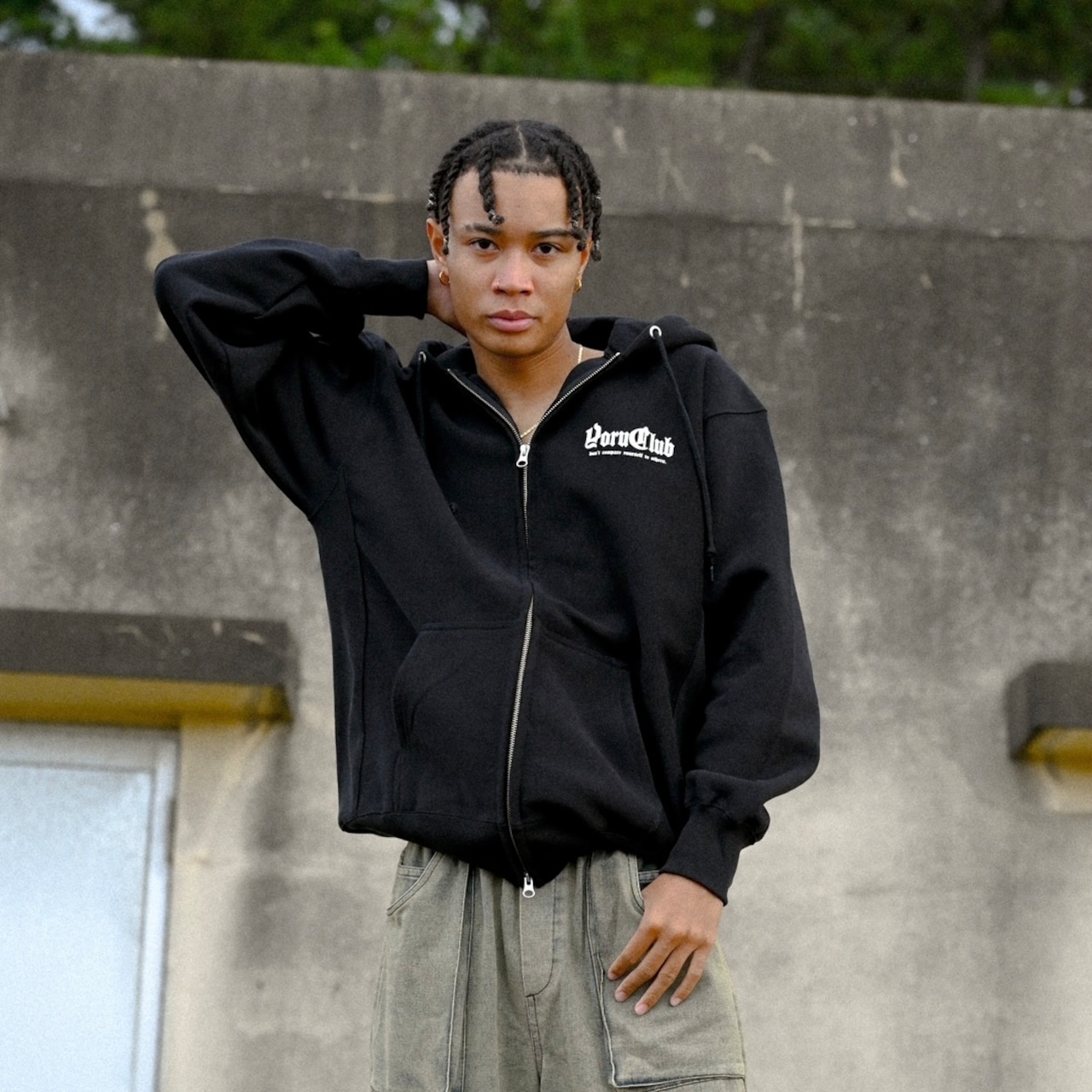 GOD'S GIFT ZIP HOODIE 【Black】