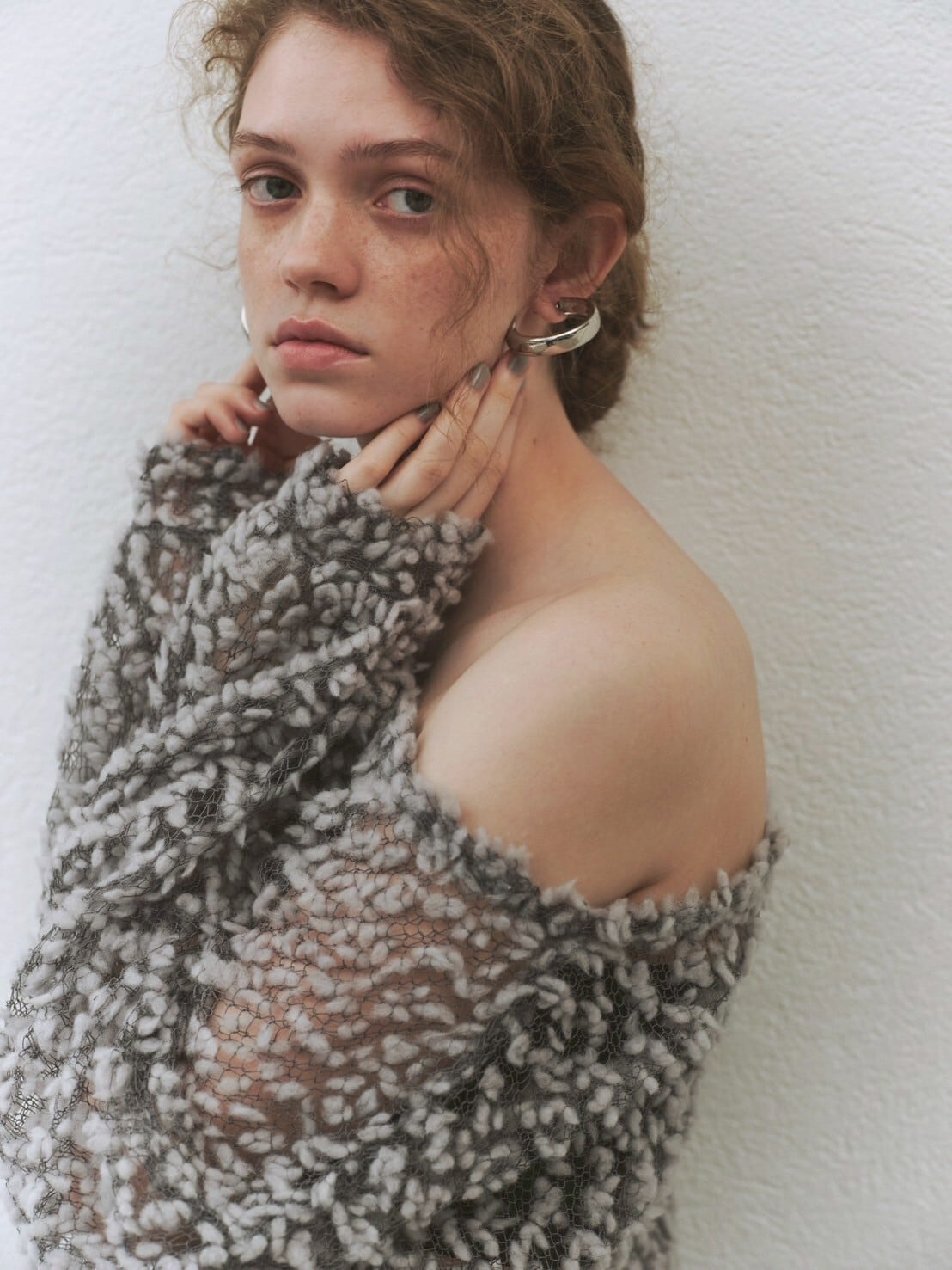 ポップコーン透けニット Samuel グレー | Cygne