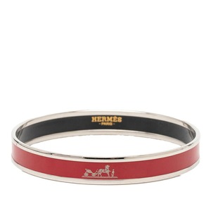 エルメス エマイユPM カレーシュ バングル シルバー レッド メタル レディース HERMES 【中古】