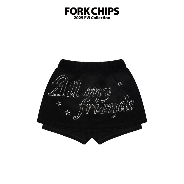 【取寄】fork chips｜friends velour skirt｜フレンズベロアスカート｜M-JXL｜kids&jr｜25 winter
