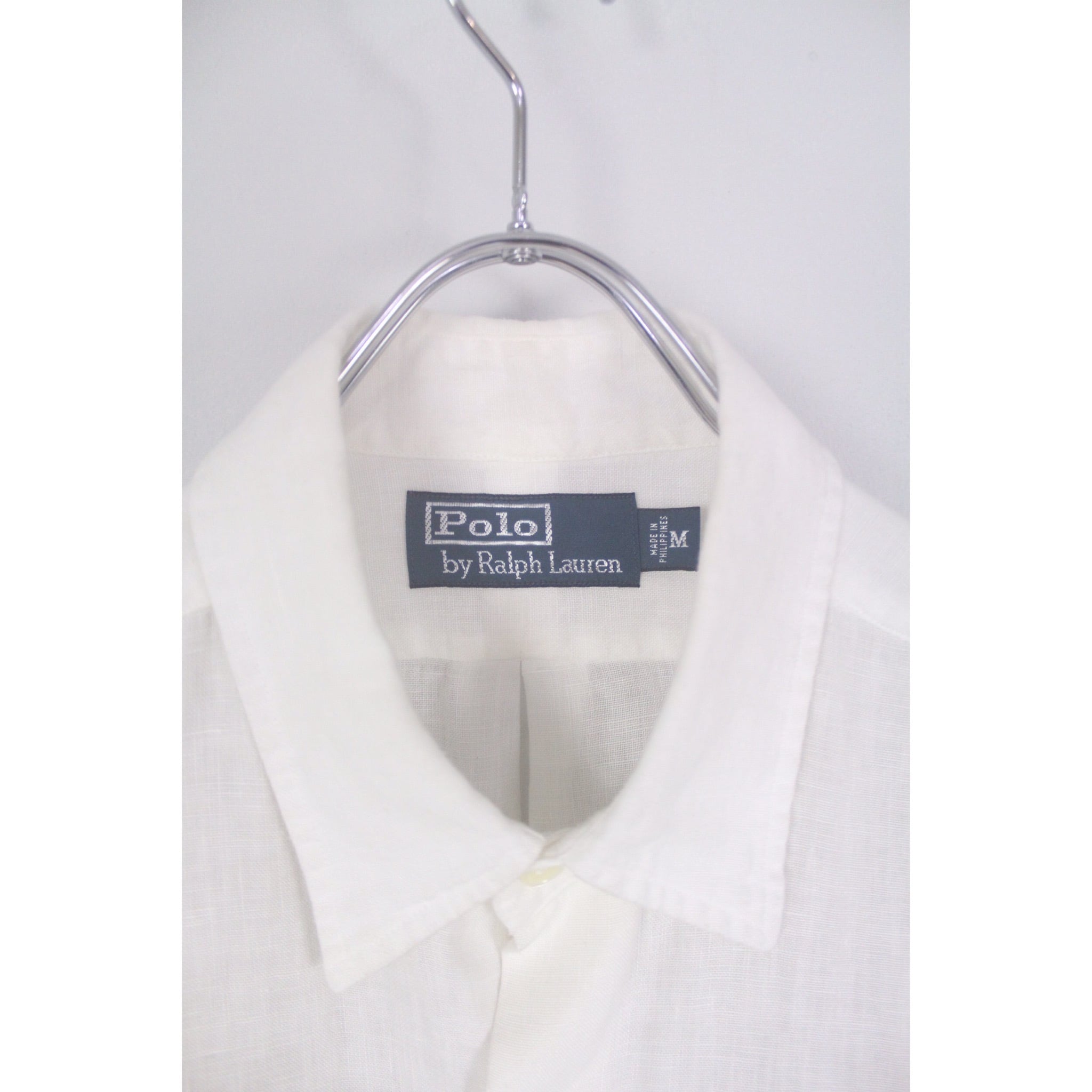 Polo by Ralph Lauren リネン 白シャツ ダブルフラップポケット【FF