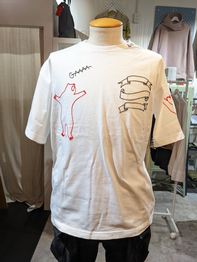 BRODRE ハンドル刺繍 Scribble Tシャツ Ｍ ホワイト [BR2018]