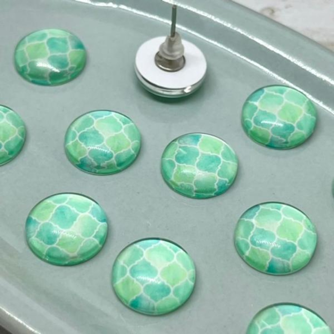 【2個】12mmモロッカンアクリアコートカボション/アクリル /パーツ/幾何学