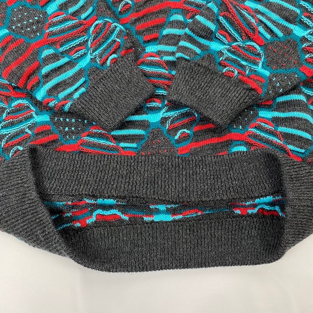 【美品　希少デザイン】 90s COOGI knit クージーニット 立体3D編み総柄 / w001003