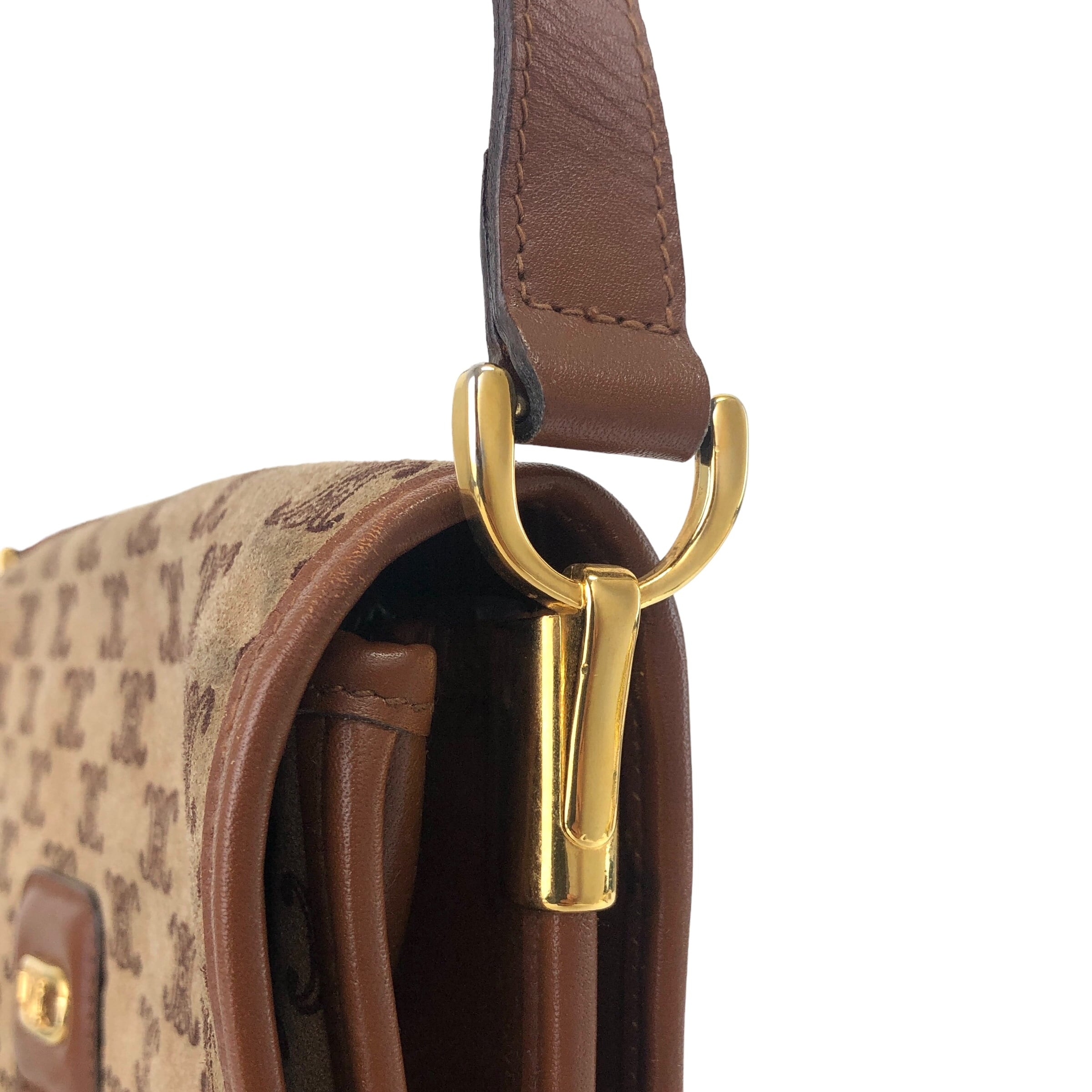 CELINE セリーヌ  マカダム ショルダーバッグ ブラウン ブラゾン スエード  aimcin CELINE セリーヌ マカダム ショルダーバッグ ブラウン ブラゾン