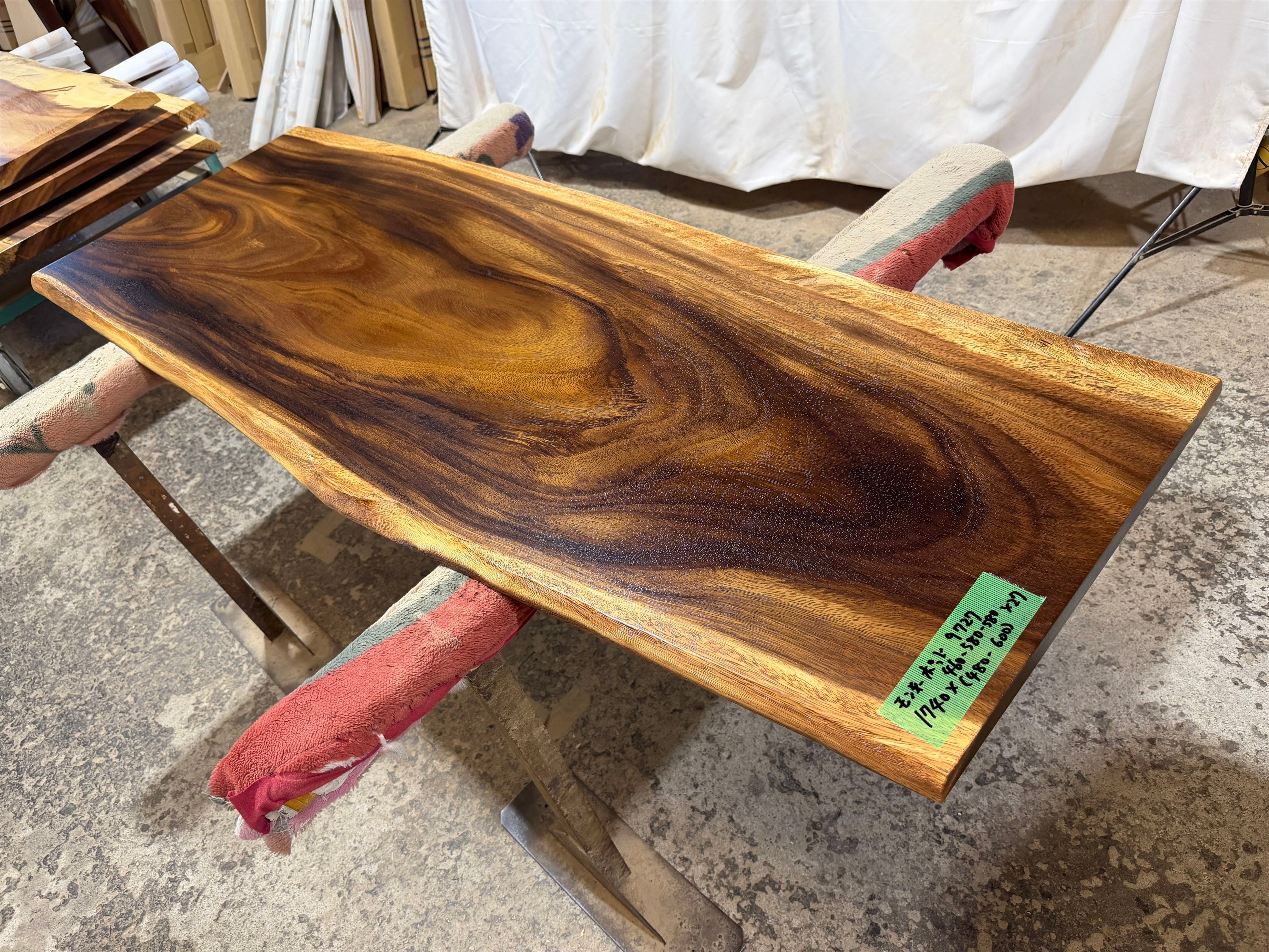 モンキーポッド9727 一枚板無垢 乾燥材 1740x460-580-580x27mm カウンター センターテーブル ダイニングテーブル