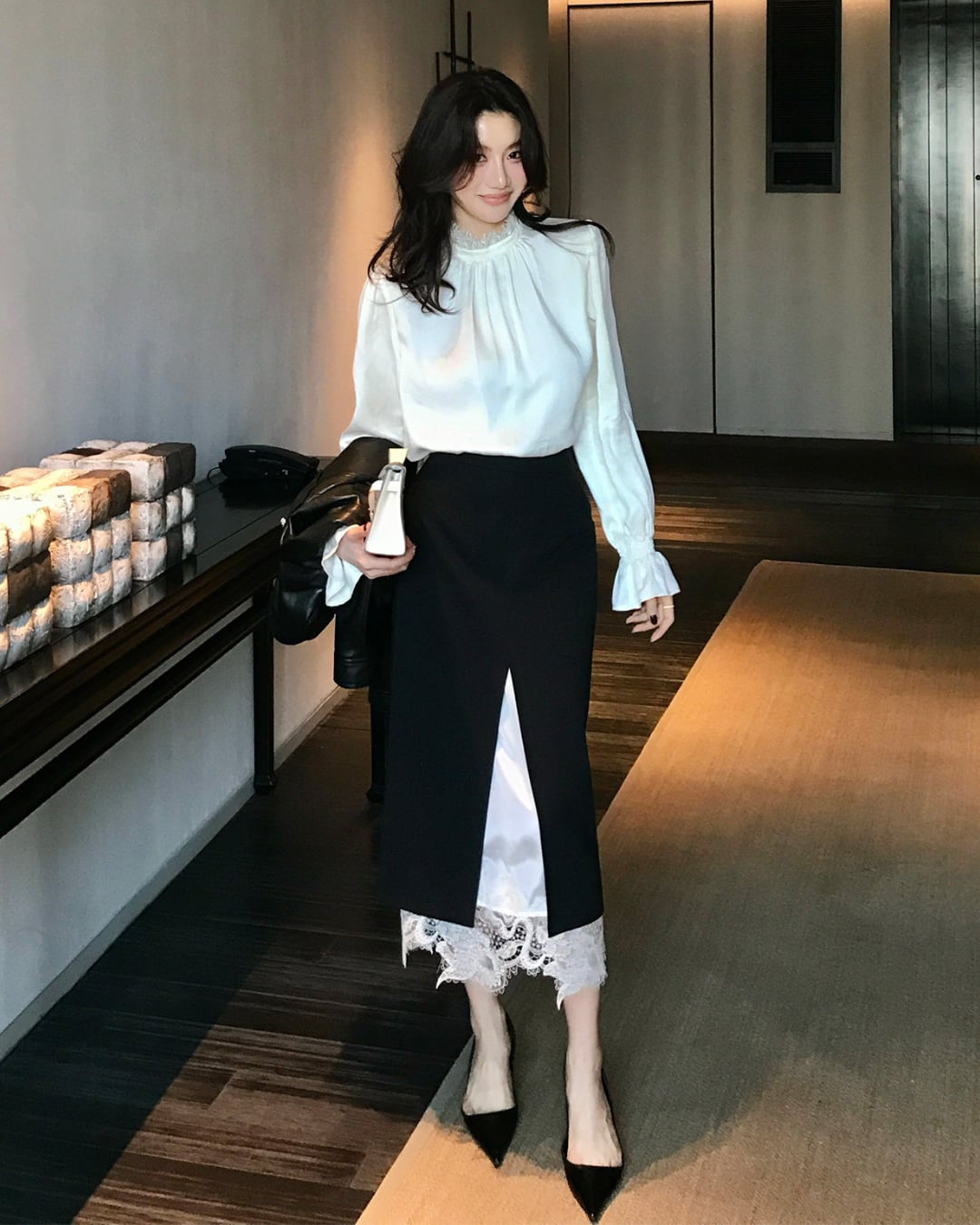 レーススリットタイトスカート A25531