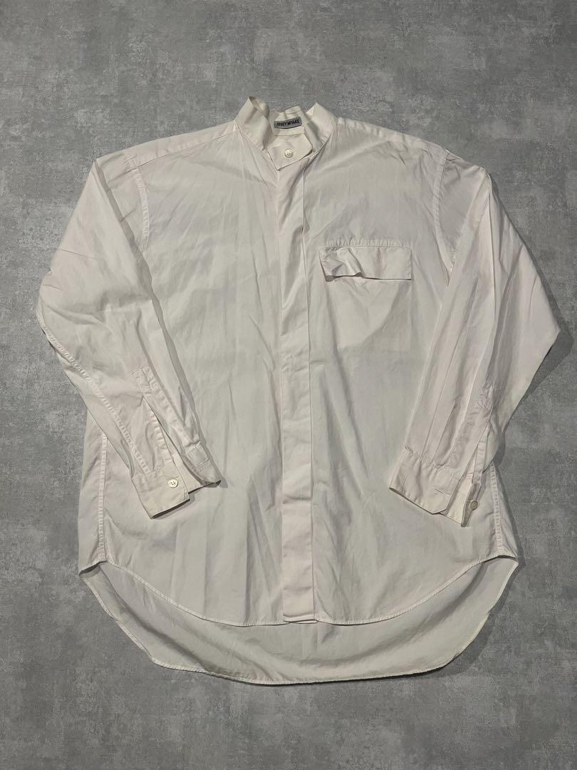 issey miyake ノーカラーシャツ　ホワイトピンク issey miyake ノーカラーシャツ ホワイトピンク | CHASE